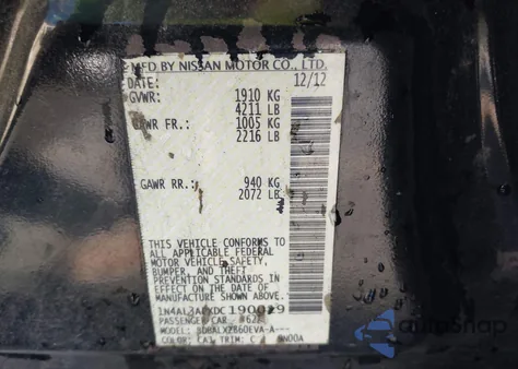 2013 Nissan Altima 2.5 Sl from USA, damaged, VIN 1N4AL3APXDC190019